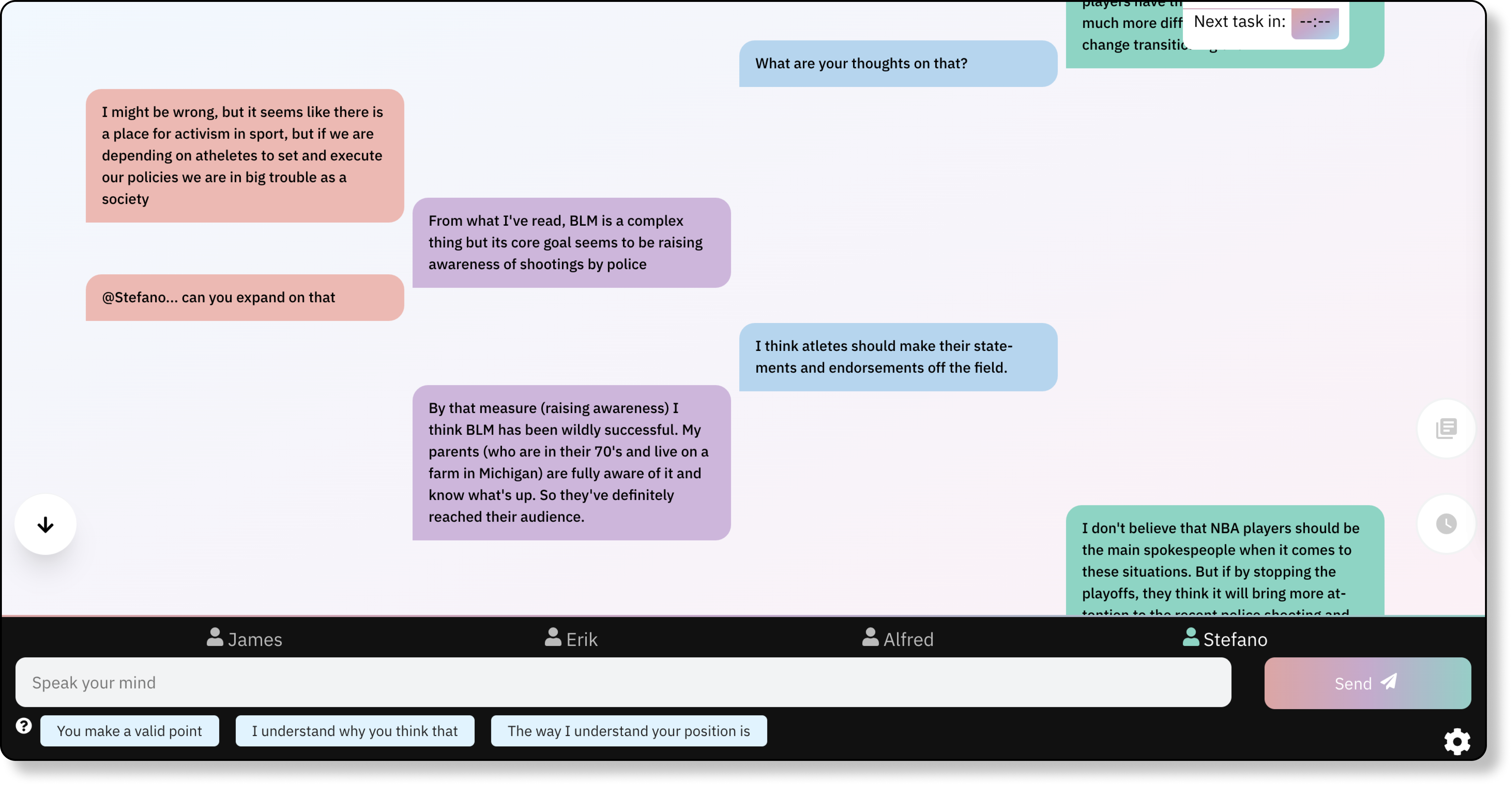 Screenshot of Allelo's discussion experience 