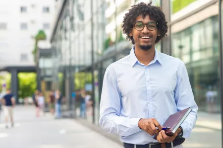 College student at an urban city campus