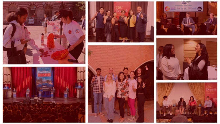 Photo collage with photos showing CPF events, Fellows with students, and students in action.