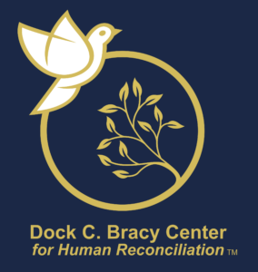 Logo of Dock C. Bracy Center for Human Reconciliation. Peace dove and olive branch in circle.
